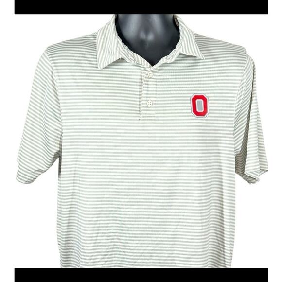 Ohio State Buckeyes Gray Striped Performance Polo Shirt Small - Picture 9 of 12